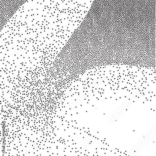 A textured grayscale landscape composed of densely scattered dots.