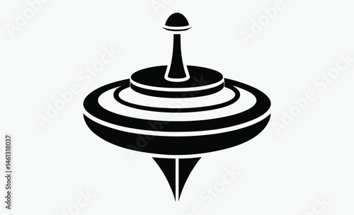 spinning top silhouette, toy top vector, spinning toy illustration, top view drawing