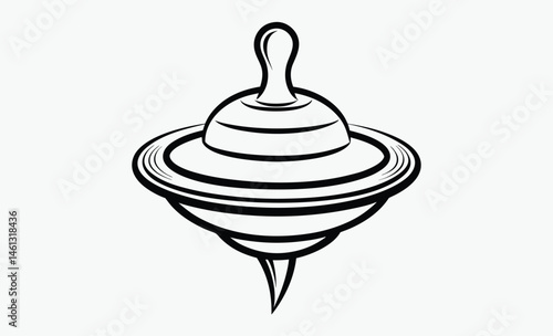 spinning top silhouette, toy top vector, spinning toy illustration, top view drawing