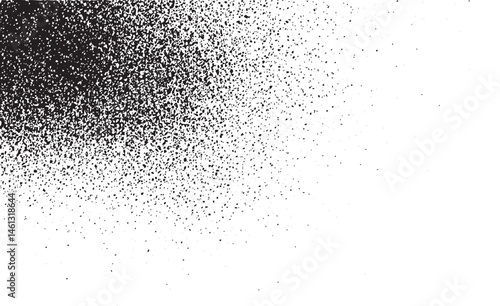A dense scattering of small dark dots covers a white expanse.