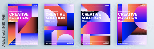 Modern abstract covers set, minimal covers design. Colorful geometric background, vector illustration.