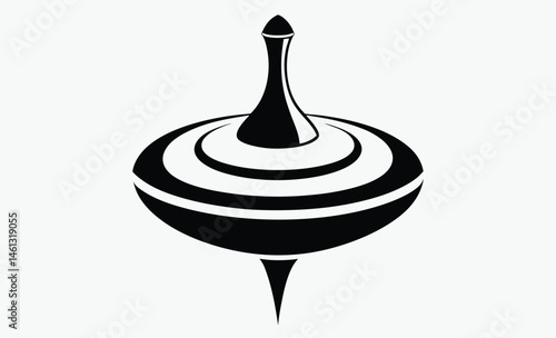 spinning top silhouette, toy top vector, spinning toy illustration, top view drawing