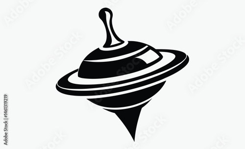 spinning top silhouette, toy top vector, spinning toy illustration, top view drawing