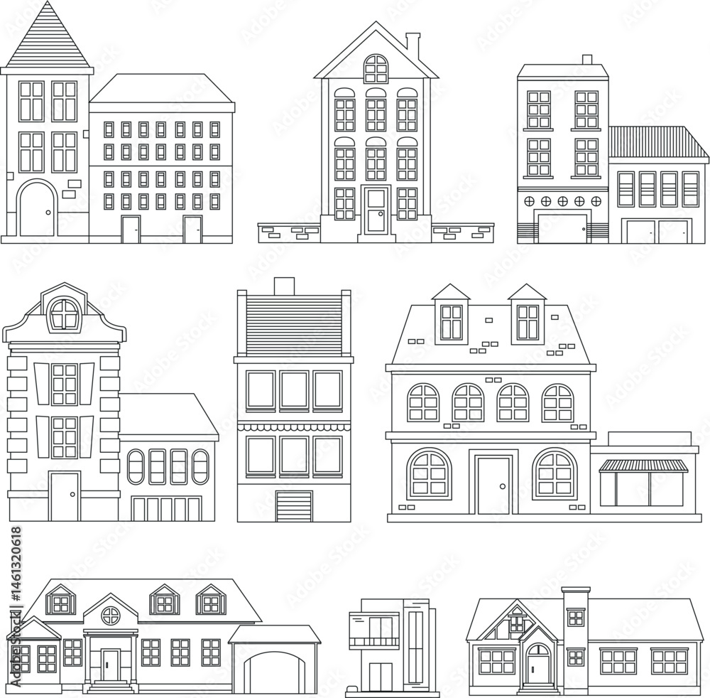 House Line Icon Vector / Home icon / Building houses - Vector thin line icon. Set of Modern and Classic House Icons in Line Art Style. House icon. House Line Icon Vector / Home icon / Building houses - Vector thin line icon. Set of Modern and Classic House Icons in Line Art Style. House icon.