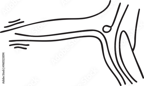 A stylized arm reaches out with a delicate hand.