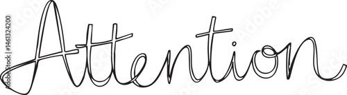Elegant cursive word 'Attention' written on a cream background.