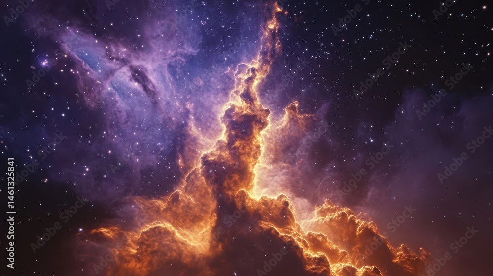 Fototapeta premium A 4K photo of 4K photo of cosmic background with a bright purple nebula and the glitter of stars.