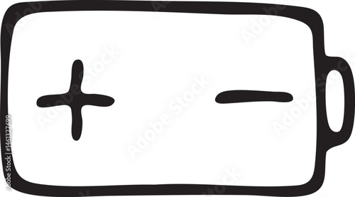 A simple battery displays a plus sign and a minus sign.