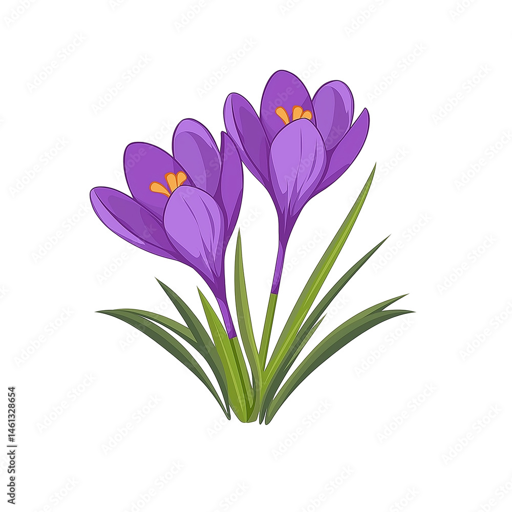 Purple crocuses blooming in spring sunlight. PNG image, transparent background Purple crocuses blooming in spring sunlight. PNG image, transparent background