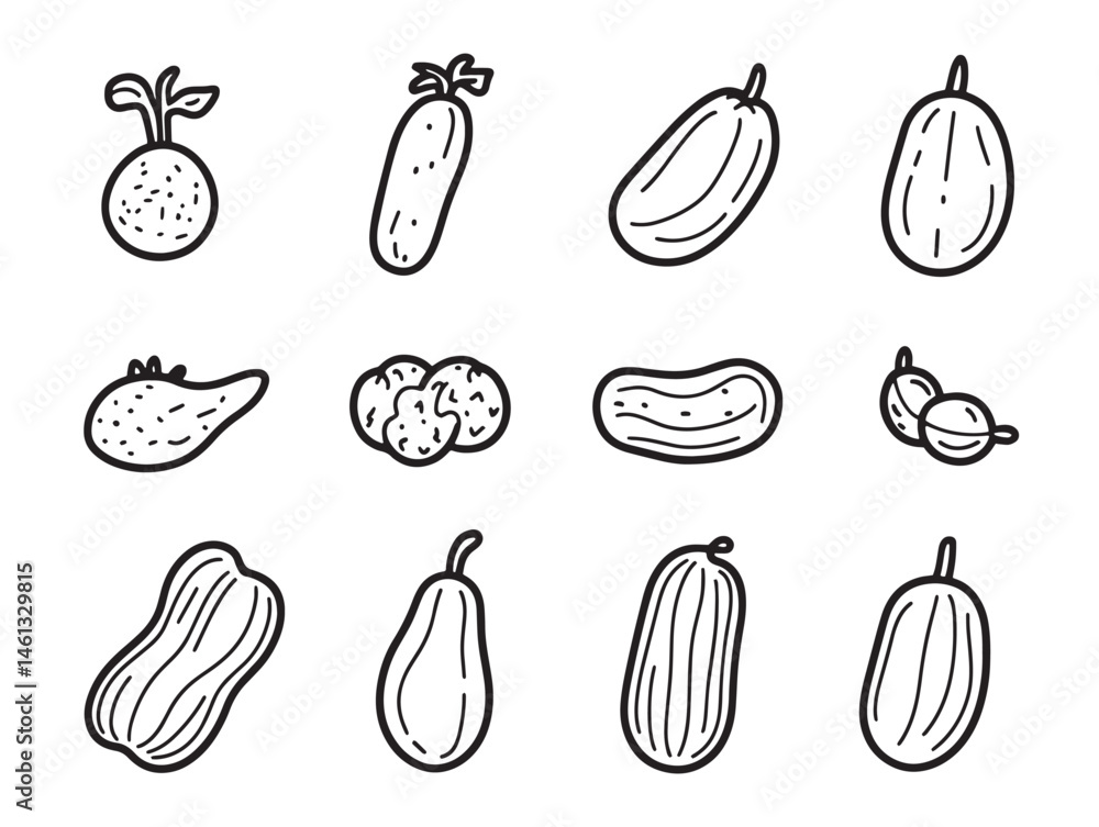 Clean and Simple Cucumber Line Art for Eco-Friendly Projects Clean and Simple Cucumber Line Art for Eco-Friendly Projects