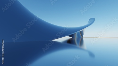 Fototapeta Naklejka Na Ścianę i Meble -  3d illustration of abstract minimal architecture background, geometric architectural with curve design, Car presentation