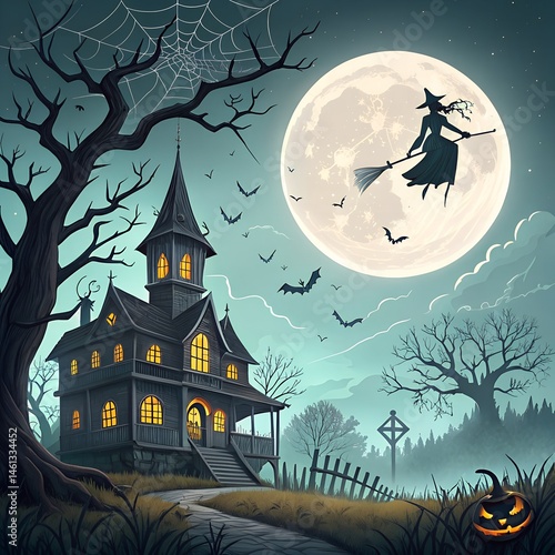 halloween background with haunted house