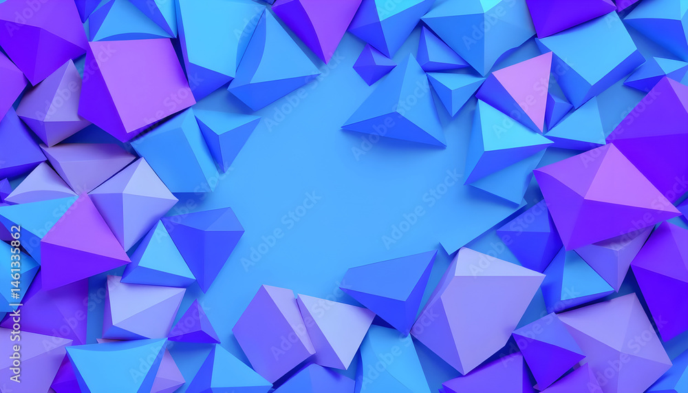 Obraz premium Dynamic geometric shapes in vibrant blue and purple colors abstract background creative design digital art