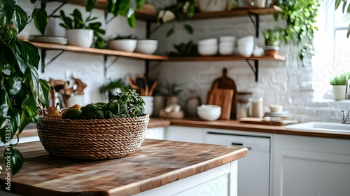 Wallpaper Mural Rustic Kitchen Interior With Plants And Basket Torontodigital.ca