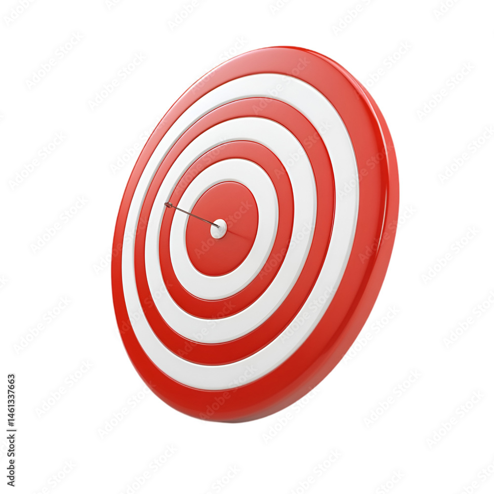 Red and white target bullseye arrow hit center success achievement Red and white target bullseye arrow hit center success achievement