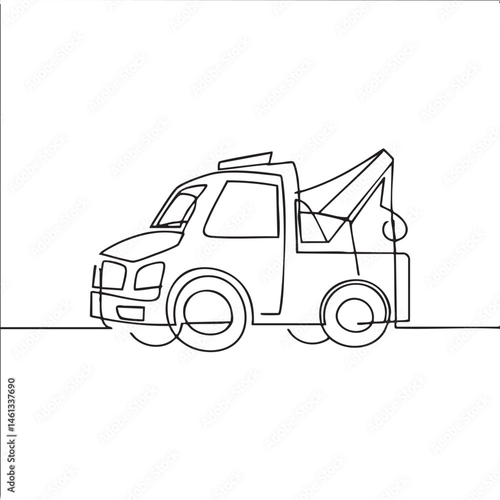 A simple outline of a tow truck is depicted. A simple outline of a tow truck is depicted.