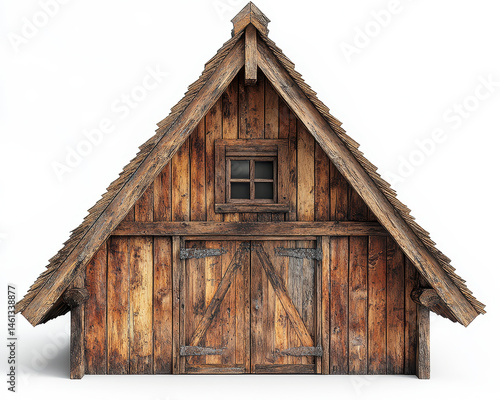 Obraz na płótnie Realistic Rustic Wooden Attic with A-Frame Design on White Background for Architectural Themes and Design Concepts w salonie