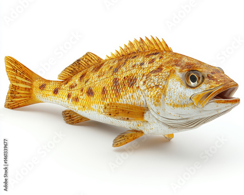 Obraz na płótnie Image of a Lifelike Fish Isolated on White Background Showcasing Detailed Scales and Natural Texture w salonie