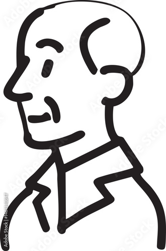 A smiling man with a receding hairline gazes thoughtfully upwards.