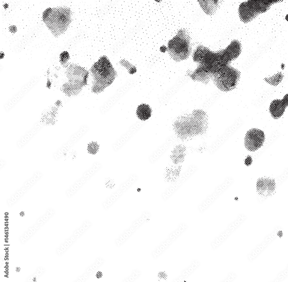 Dark textured dots float against a bright white background. Dark textured dots float against a bright white background.