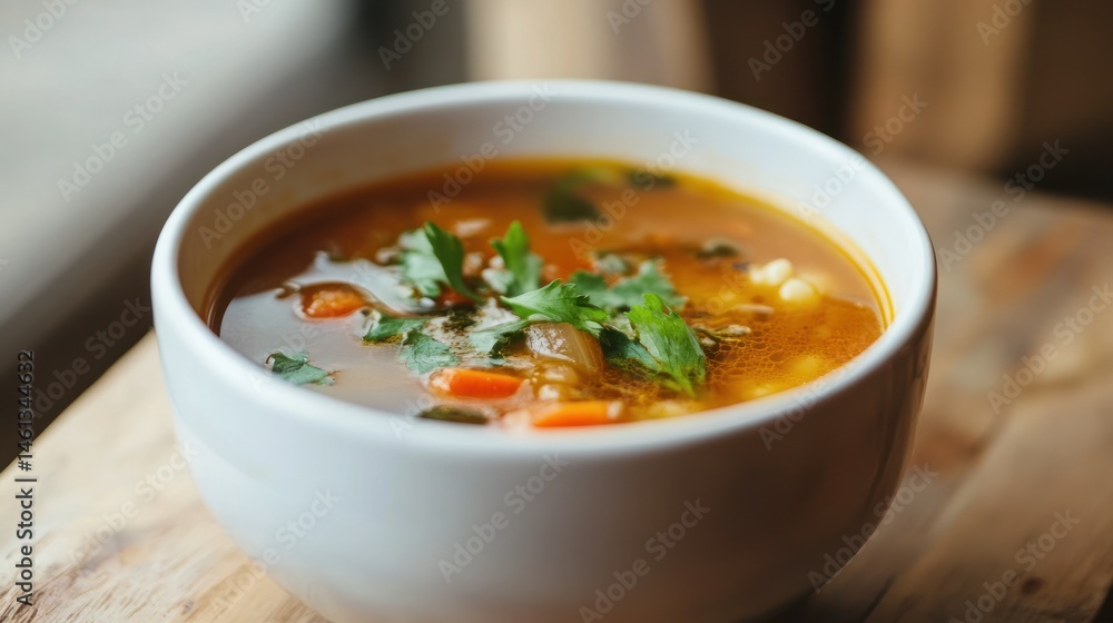 bowl of soup, rich broth with fresh ingredients, warm and comforting bowl of soup, rich broth with fresh ingredients, warm and comforting