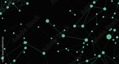 Abstract Network Connections: Mint Green Nodes on Black Background