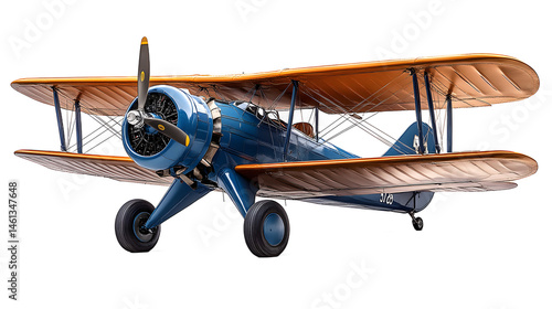 A classic vintage biplane aircraft on an isolated background, professional photography for print materials and historical transportation articles