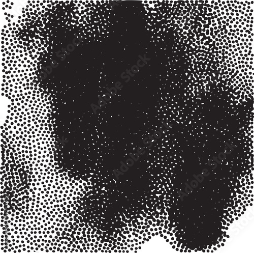 A grayscale portrait is rendered with a dense of small dots.