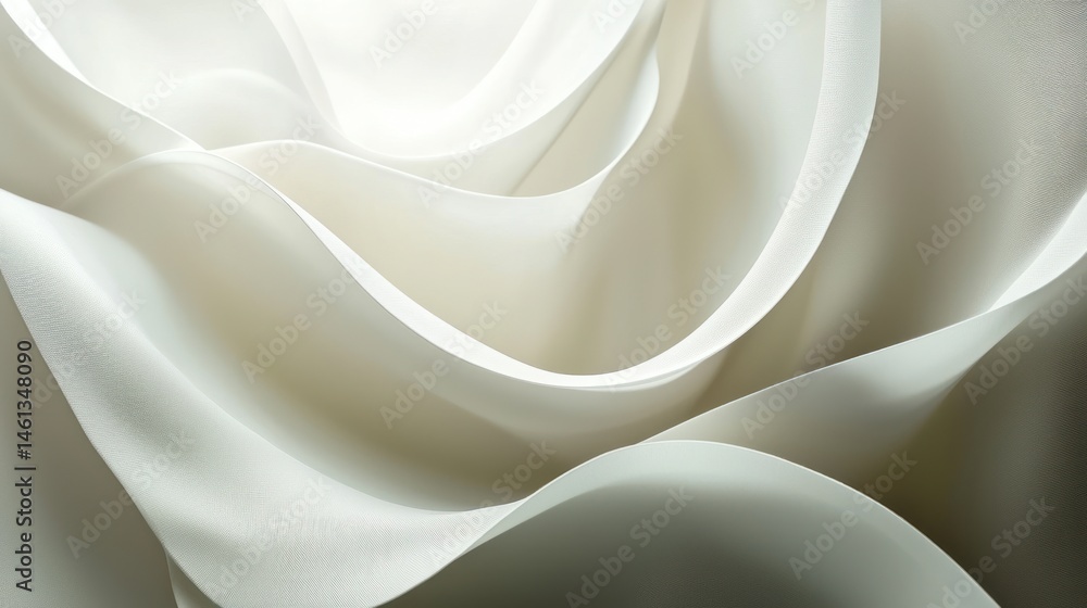 Obraz premium Soft, flowing white fabric, elegantly draped and textured.