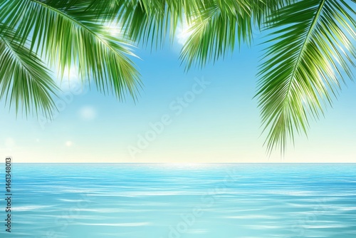 Wallpaper Mural Tropical beach scene with palm trees Torontodigital.ca