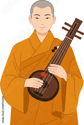 Illustrations of Buddhist Monks in Various Poses