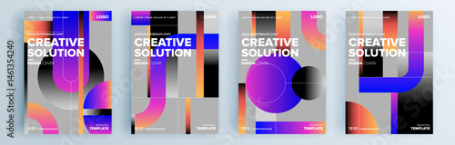 Modern abstract covers set, minimal covers design. Colorful geometric background, vector illustration.