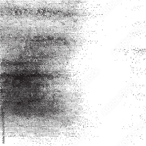 A grayscale portrait reveals a partial human face through textured dots.