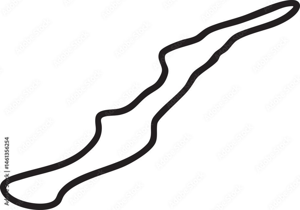 A simple black forms a flowing curved shape. A simple black forms a flowing curved shape.