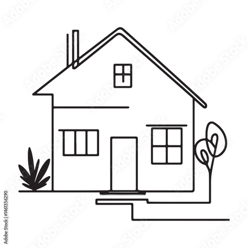 Charming House Silhouette Vector Illustration Simple Home Graphic Design