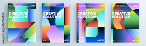Modern abstract covers set, minimal covers design. Colorful geometric background, vector illustration.