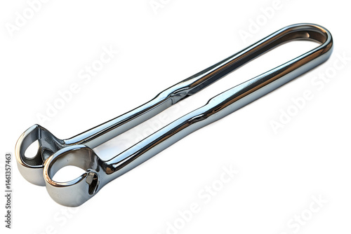 Simple metal eyelash curler tool cut out, representing standard beauty instruments and makeup practices, high quality render.