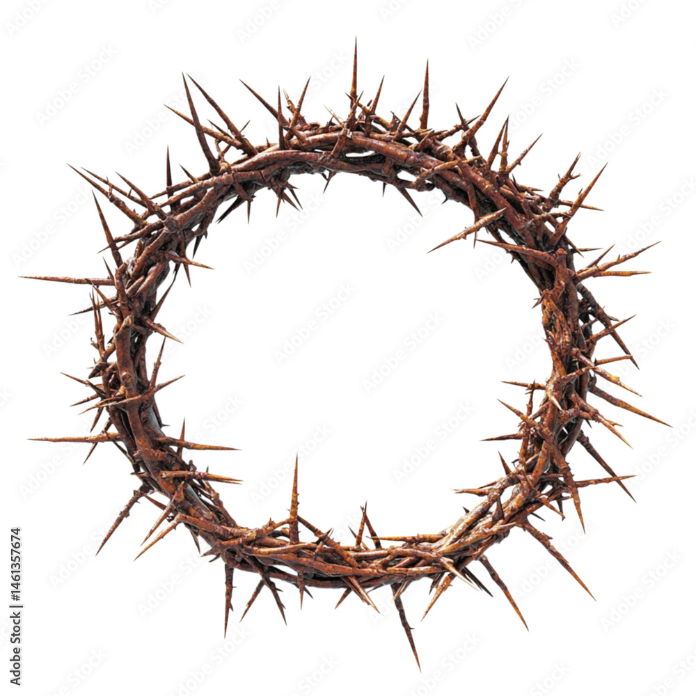 Fototapeta premium A crown of thorns made of brown branches on a black background