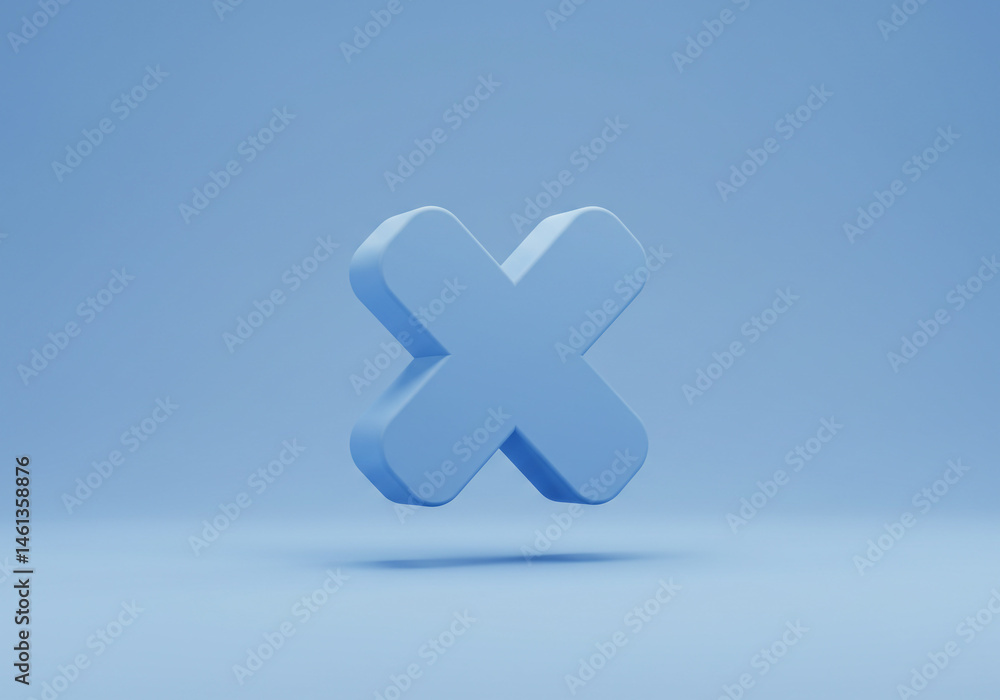 Obraz premium Blue Cross Symbol on Blue Background Abstract 3D Rendering