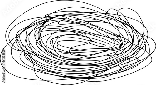 Abstract black scribble of tangled lines