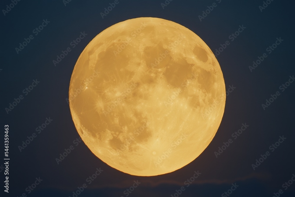 Obraz premium Full golden moon, dramatic celestial sight