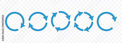 Repeat arrow button. Circular arrow icon, refresh, reload, rotation. Circle arrow vector set. 