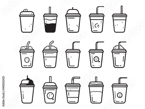 Bubble Tea Line Art Vector for Modern Design Use