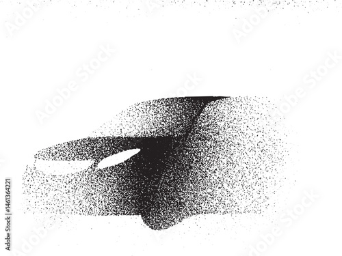 A sleek car silhouette is sharply outlined against a textured black background.