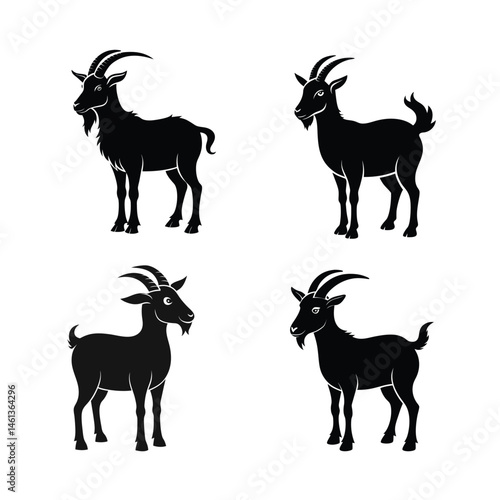 billy goat animal black silhouette an.eps