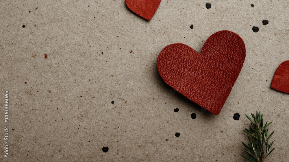Fototapeta premium Red Heart on Brown Background
