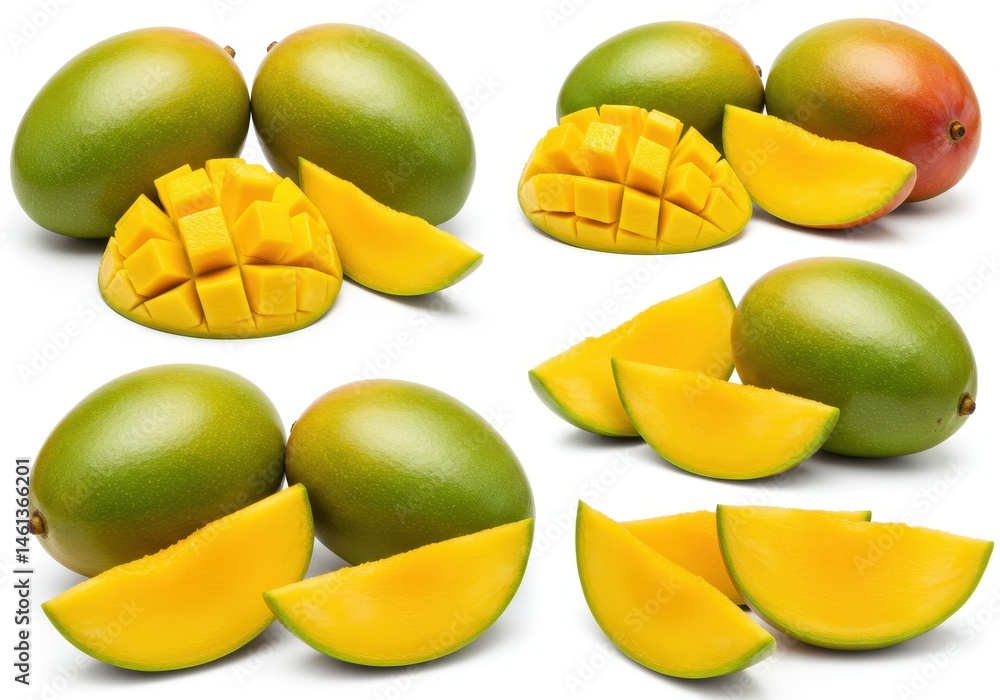 custom made wallpaper toronto digitalArrangement of whole and sliced mangoes on a white background showcases vibrant colors