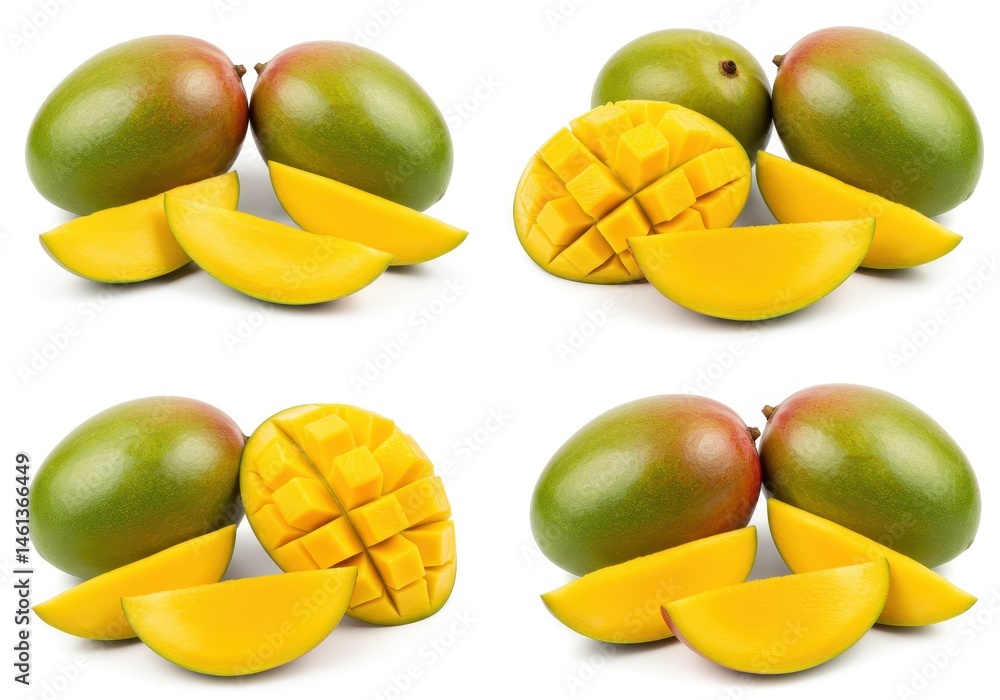 custom made wallpaper toronto digitalArrangement of whole and sliced mangoes on a white background
