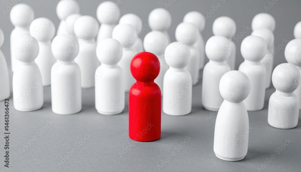 Leadership in action a red figure coordinating crowd dynamics social network development professional environment Leadership in action a red figure coordinating crowd dynamics social network development professional environment