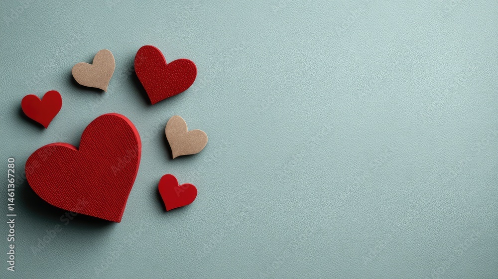 Fototapeta premium Red and Brown Heart on Blue Background